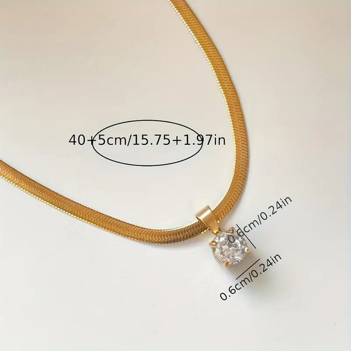 Elegante Goldene Strass Anhänger Halskette