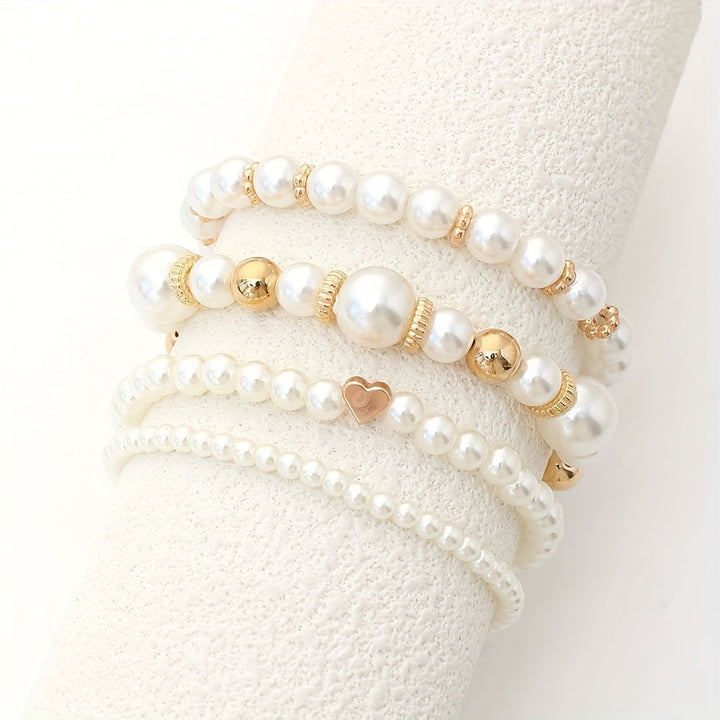 Elegantes Perlen Herz Armband Set