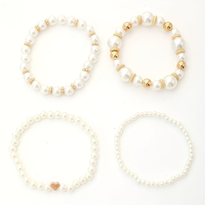 Elegantes Perlen Herz Armband Set