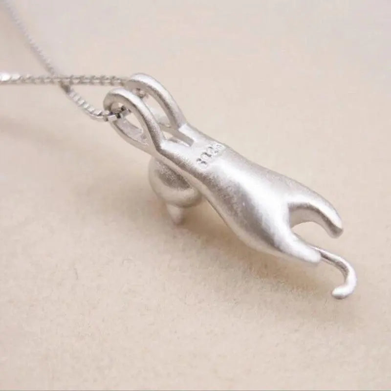 925er Sterlingsilber Verspielte Kitty Halskette