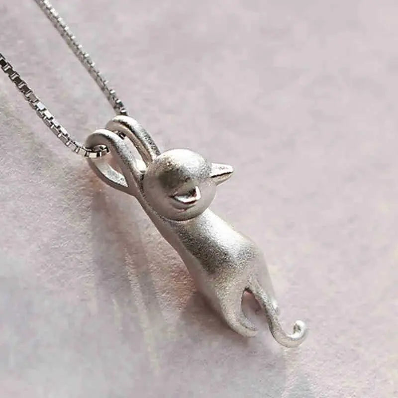 925er Sterlingsilber Verspielte Kitty Halskette