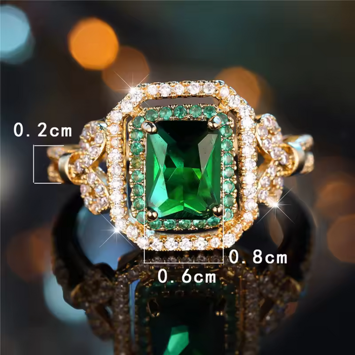 Eleganter Goldener Smaragdstensring