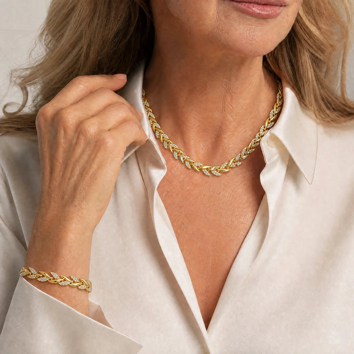 Elegantes Kristall-Schmuckset mit Collier &amp; Armband