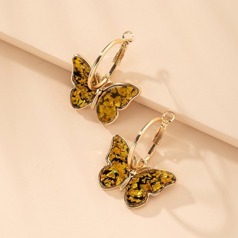 Goldene Multicolor Schmetterlings Creolen