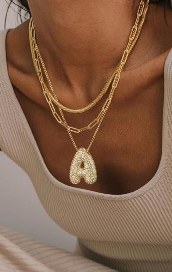 Elegante Goldene Initialen Halskette