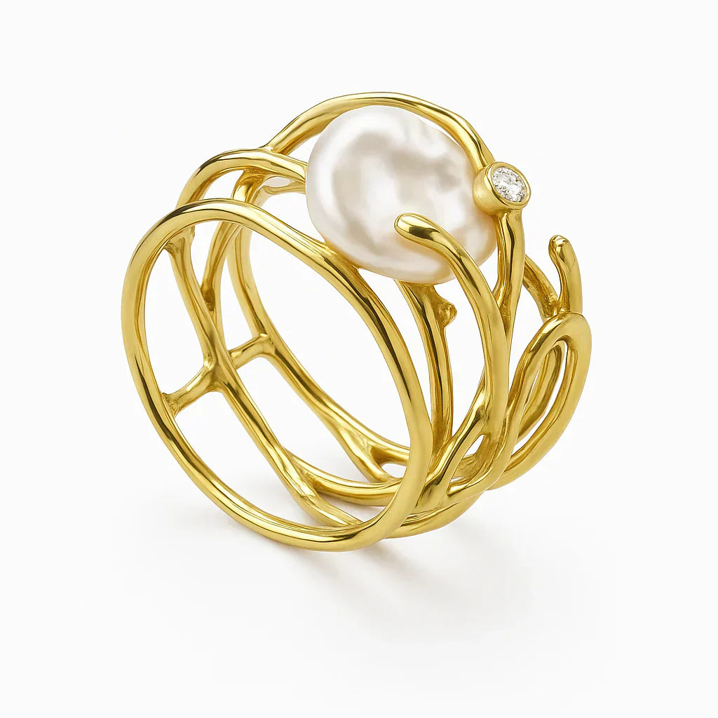 Retro Perlen Goldring