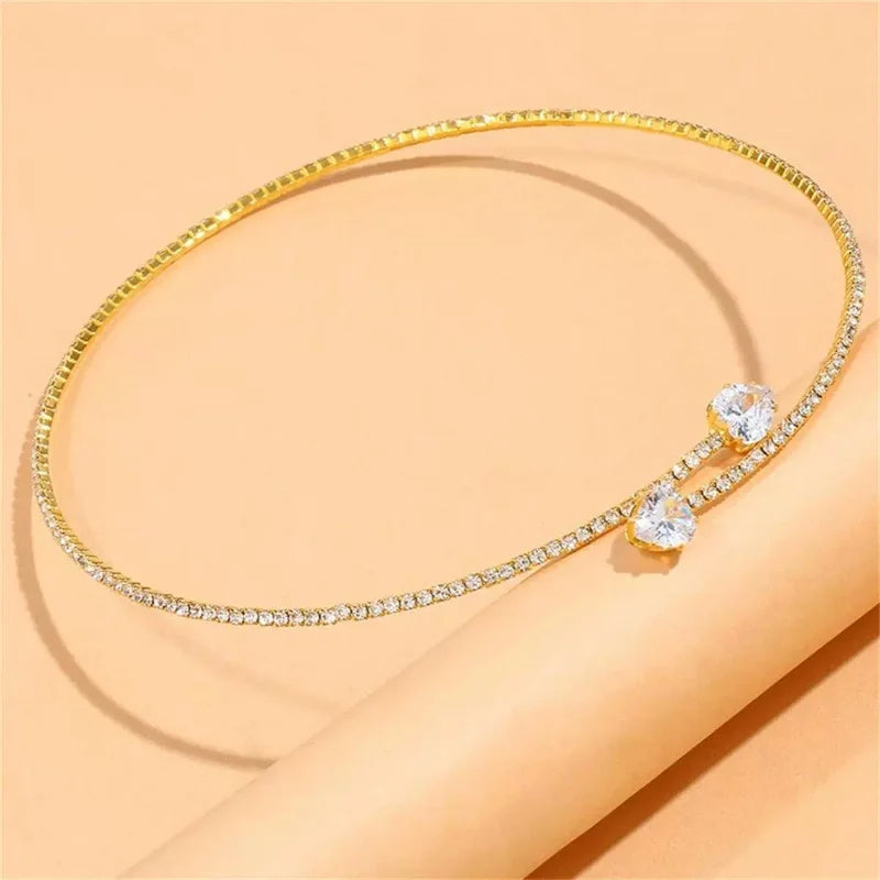 Kristall Herz Choker Halskette