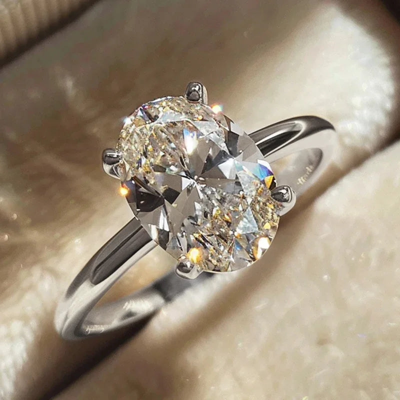 Eleganter Ovaler Kristall Versprechensring