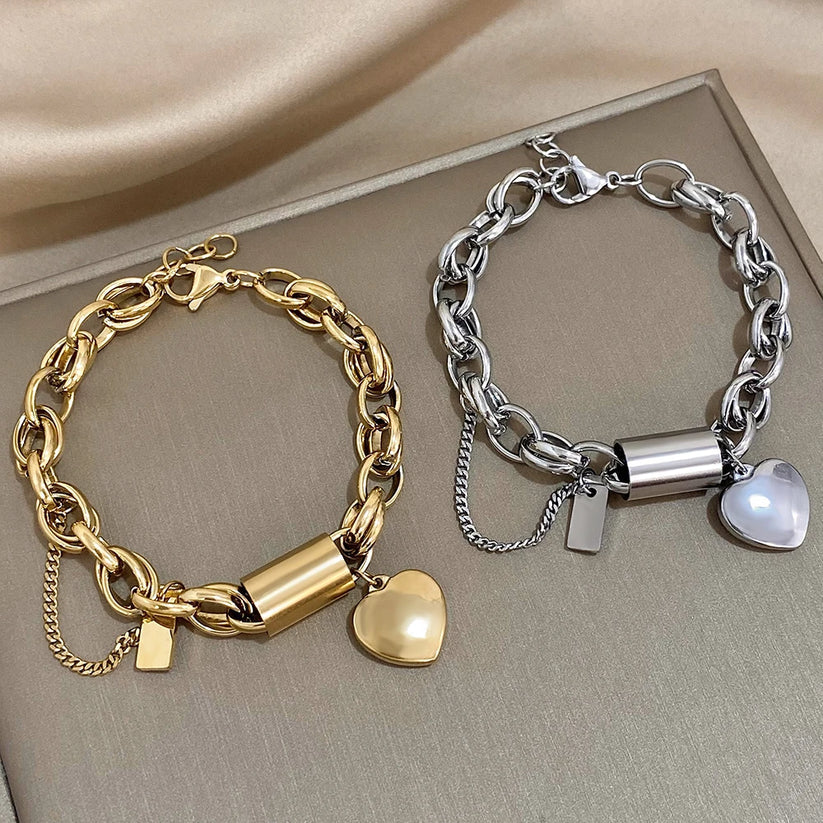 Zeitloses Goldenes Herz Armband, Massiv