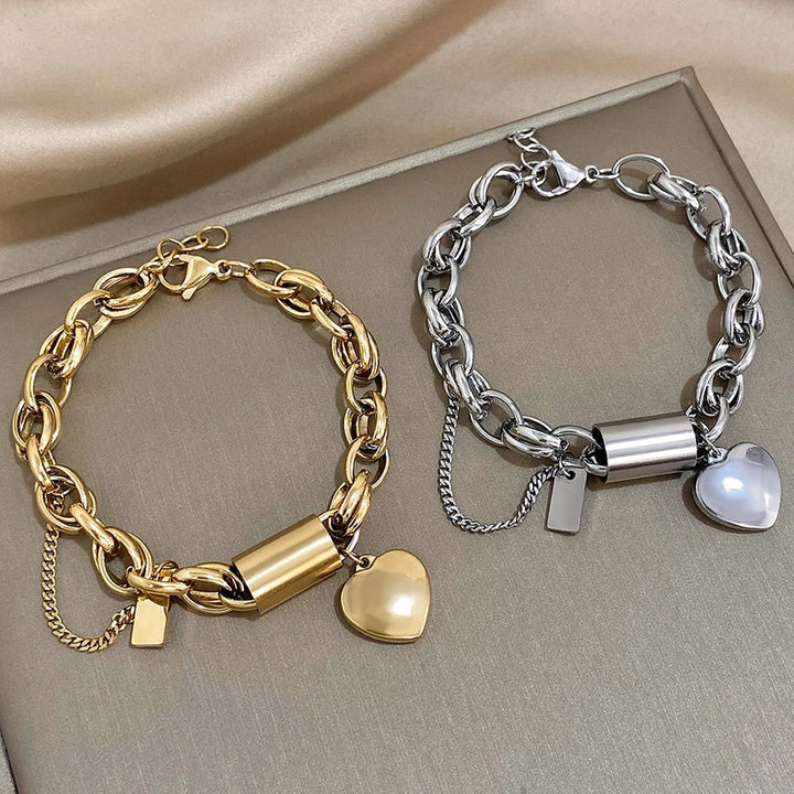 Zeitloses Goldenes Herz Armband, Massiv