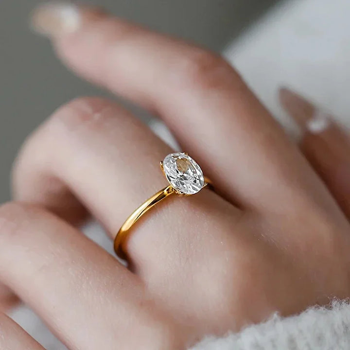 Eleganter Ovaler Kristall Versprechensring