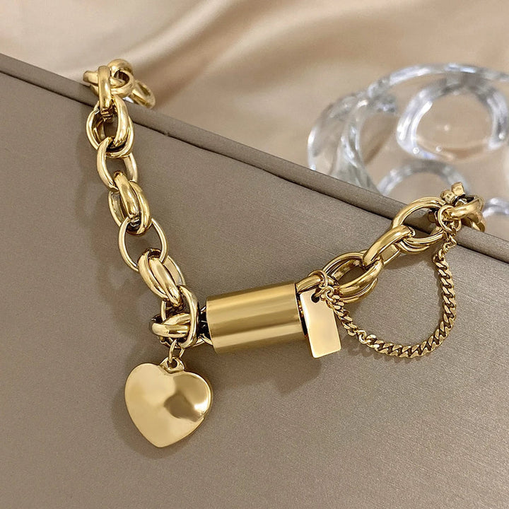 Zeitloses Goldenes Herz Armband, Massiv