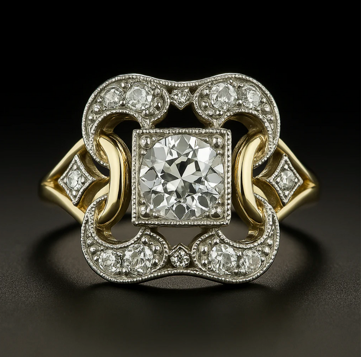 Klassischer Goldring Mit Vintage Zirkonia