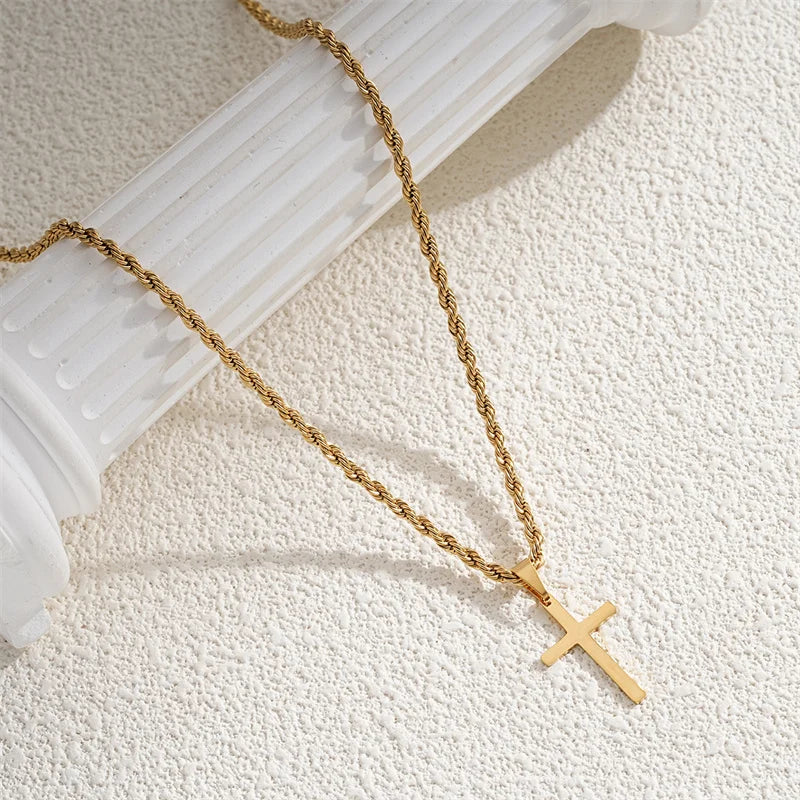 Unisex Goldene Kreuz Halskette