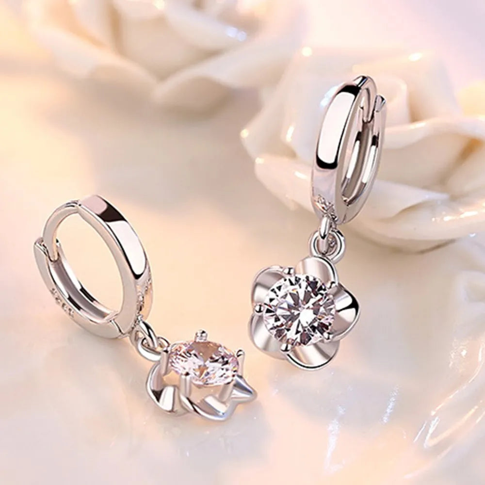 Sterlingsilber Ohrringe mit Lila und Weißen Zirkonia