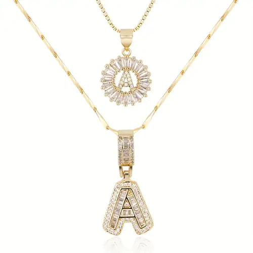 Moissanite Buchstaben Initialen Halsketten Set