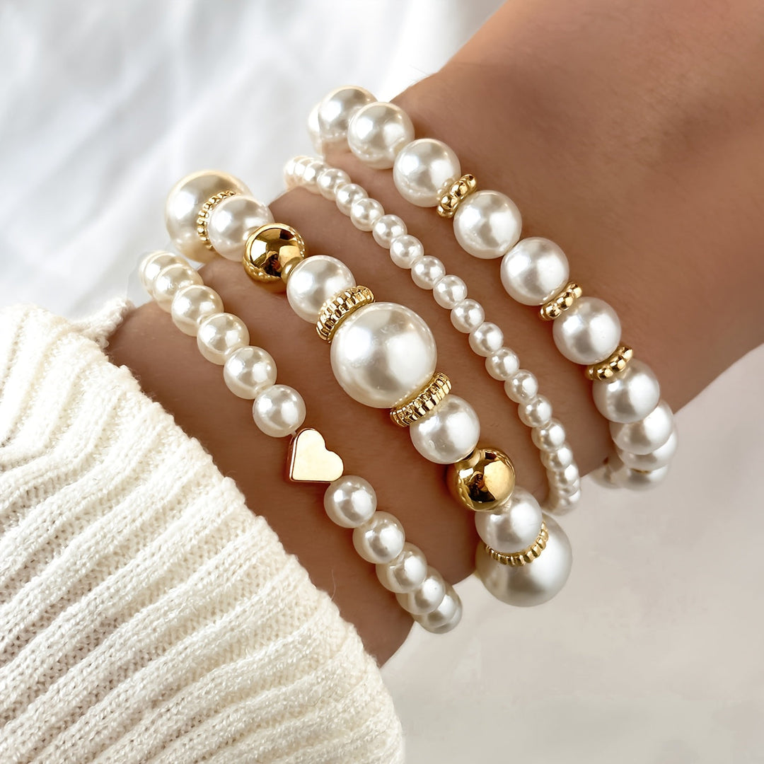 Elegantes Perlen Herz Armband Set