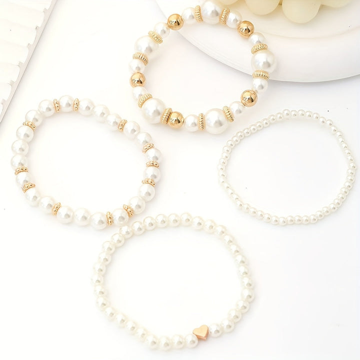 Elegantes Perlen Herz Armband Set