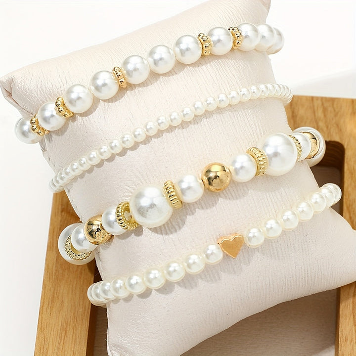 Elegantes Perlen Herz Armband Set