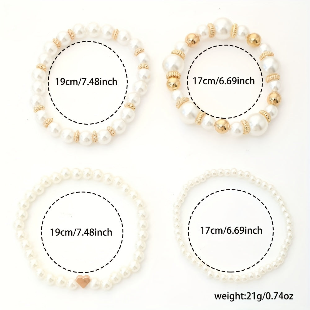 Elegantes Perlen Herz Armband Set