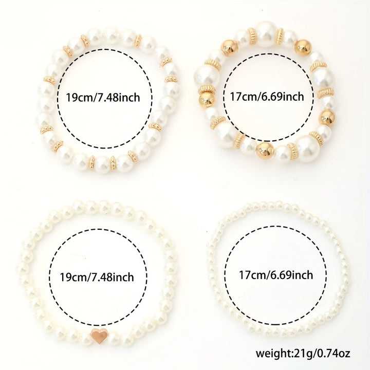 Elegantes Perlen Herz Armband Set