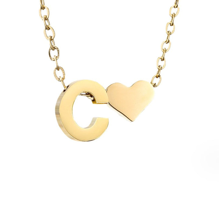 Zeitlose Initialen Halskette mit Herz Charm