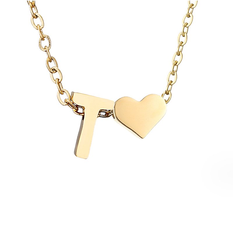 Zeitlose Initialen Halskette mit Herz Charm