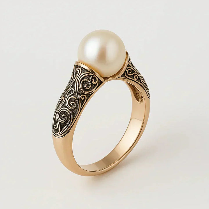 Vintage Perlenverzierter Goldring