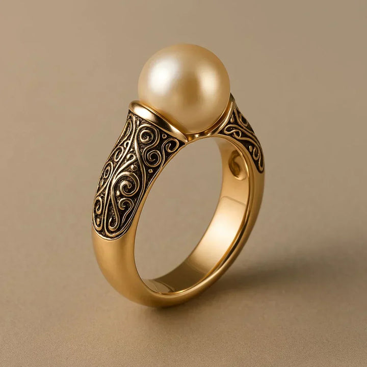 Vintage Perlenverzierter Goldring