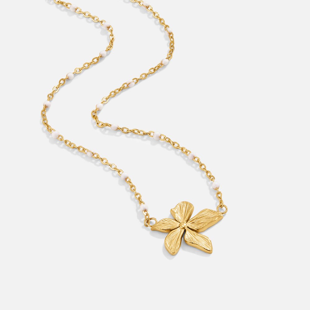 Elegante Goldblumen Halskette