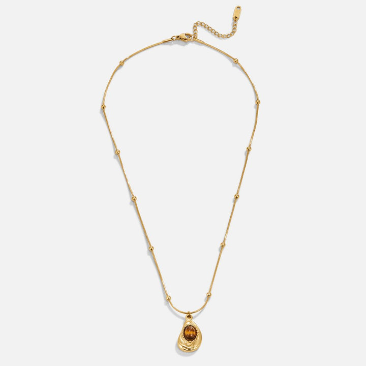 Elegante Gold Halskette mit Tigerauge Stein
